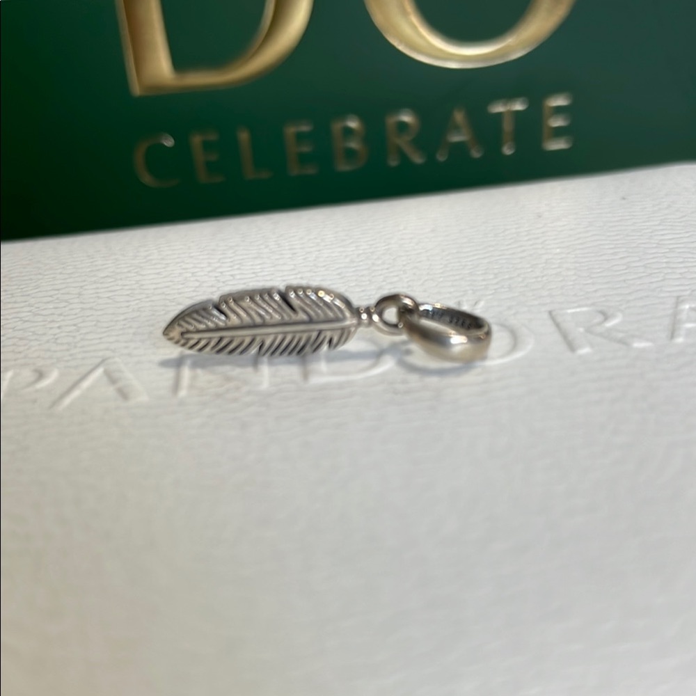 Pandora Silver Feather Charm - Picture 2 of 4